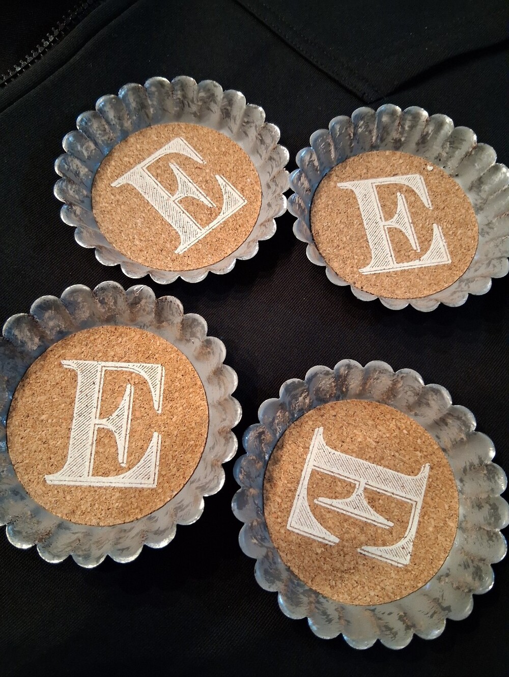 Monogram Gakvanized Cork Coasters (Set of 4) by